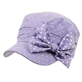 Kids 3-7+ Heart Ribbon Bow Pleat Cadet Hat Cap Purple