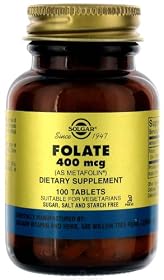 Solgar - Folate (Metafolin) 400 Mcg, 100 tablets