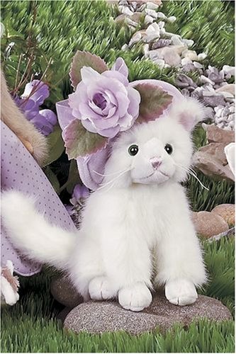 Missy Meowington Bearington Easter Basket White Kitty Cat with Hat Stuffed Animal Gift Spring Decoration By Bearington Collection