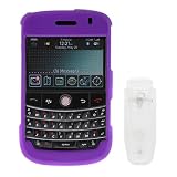 Solid Purple Rubberized Snap on Crystal Hard Cover Case with Clip for RIM Blackberry Bold 9000 Smartphone