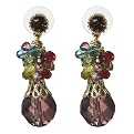Faux Amythest Cluster Drop Earring - Goldtone