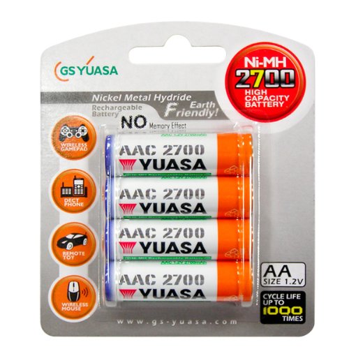 Yuasa 4-Pack of AA Ni-MH Rechargeable Batteries (2700mAh) Yuasa 4-Pack of AA Ni-MH Rechargeable Batteries (2700mAh)