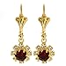 3/4 Inch Red Round Cubic Zirconia CZ Flower Gold Plated Earrings