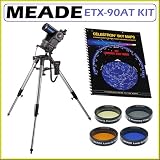Meade ETX-90AT (f/13.8) Maksutov-Cassegrain Telescope with Celestron Sky Map Star Chart Book + Meade Lunar & Planetary Color 4 Filter Set