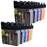 Brother DCP-395CN compatible printer ink cartridges - 10 pack (4 Black, 2 Cyan, 2 Magenta, 2 Yellow) to replace Brother LC1100 cartridges.