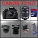 Canon EOS Rebel T3 EOS 1100D 12.2MP Digital Camera with EF-S 18-55mm IS II Lens + Canon EF-S 55-250mm f/4-5.6 IS Image Stabilizer Telephoto Zoom Lens + 4GB Memory Card + Wide Angle Lens with Macro Extension + Telephoto Digital Conversion Lens + Lens Filter Kit + 2.0 USB SD Memory Card Reader Accessory Kit