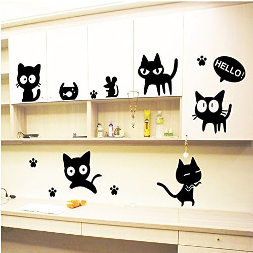 ROTMAKERS Creative Black Jump/Sleeping/Playing Cats Sticker Removable Wall Sticker DIY Wallpaper Decor for Bookroom Livingroom Bedroom Bathroom Playroom Babyroom