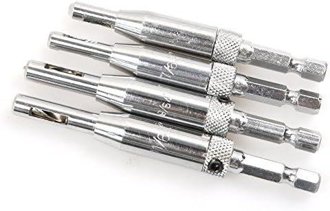 4pics Hinge Hole Opening Self-centering Drill Bit Guide 5/64",7/64",9/64",11/64" for Woodworking ,Ship From USA