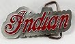 Indian Script Freeform Enamel Motorcycle Pewter Belt Buckle