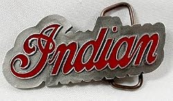 Indian Script Freeform Enamel Motorcycle Pewter Belt Buckle