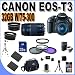 Canon EOS Rebel T3 12.2 MP CMOS Digital SLR with Canon 18-55mm IS II Lens and Canon 75-300 Lens (Black) +58mm 2x Telephoto lens + 58mm Wide Angle Lens (4 Lens Kit!!!) W/32GB SDHC Memory +2 Extra Batteries+AC/DC Charger +UV Filters+3 Piece Filter Kit+Case+Full Size Tripod+Accessory Kit