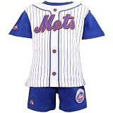 Majestic New York Mets Toddler Royal Blue Pinstripe 2-Piece Uniform Short Set