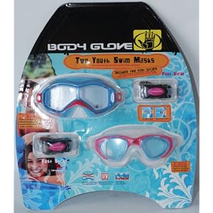 Buy Body Glove 2 Youth Swim Masks - Blue and Pink - Includes 2 Fast Straps for Easy Adjustment