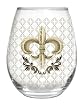 Stemless Wine Glass, Fleur De Lis Stemless Wine Glass, Fleur De Lis