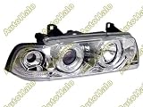 1992 - 1998 ( 1993 1994 1995 1996 1997 ) / 92-98 ( 93 94 95 96 97 ) BMW E36 3 SERIES EURO 1-PIECE PROJECTOR HEADLIGHTS - CHROME W/ BLUE - 4DR - W/ HALO- YD