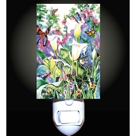 Butterflies and Lilies Decorative Night Light