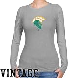 NCAA Norfolk State Spartans Ladies Ash Distressed Logo Vintage Long Sleeve Slim Fit T-shirt