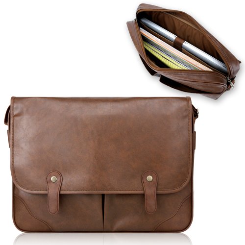 Duzign Rover Messenger Bag (Light Brown) for 15 Inch MacBook Pro with Retina Display + Pocket for Apple iPad