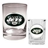 New York Jets 2 Piece Rocks and Shot Glass Set
