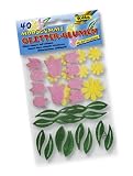 Folia 23795 - Moosgummi Glitter-Sticker, 40 St&uuml;ck, Blumen, gr&uuml;n/gelb/pink sortiert