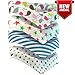 Premium Baby Bandana Bibs with Snaps- Pack of 4- Highly Absorbent Cloth Bib- Non Irritating Cotton and Fleece- Cute Patterns- Helps Feeding/ Teething/ Drooling/- Best Shower Gift for Boys and Girls