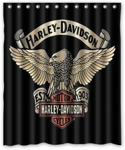 POPcases Supplier Flawless Creative gorgeous retro Harley Davidson Shower Curtain Shower 100% WaterProof Polyester Fabric 60" x 72" Inches Standard