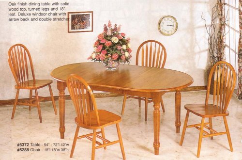 Oak Finish Farm House Dining Table & 4 Windsor Chairs