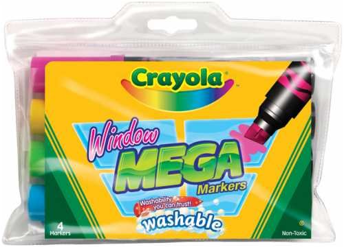 Childrens Toyshop  Toys : Washable Window Mega Markers 4Pk-Blu/Pnk/elw/Grn