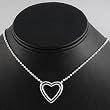Sterling Silver Necklaces - Bead Chain with Heart - Length: 16"