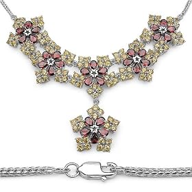 26.50 Carat Genuine Citrine and Garnet Necklace by JewelzDirect