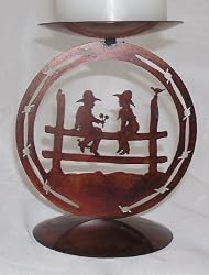 'First Love' Cowboy Kids Medallion Candle Stand