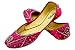 FREE ANKLET with Starlite Ladies / women Beaded & Diamante Pink (Shocking Pink) Leather Khussa Fashion Shoes / Pumps