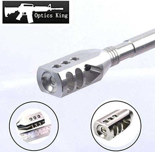 OpticsKing Stainless Steel 223/556 Tanker Style Muzzle Brake Triangular Baffles 1/2x28