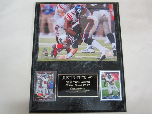 Justin Tuck New York Giants Super Bowl XLVI Champions 2 Card Collector Plaque LIVE IN STOCK! TOM BRADY SACK!