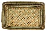 Natural Hand Woven Split Bamboo Nested Rectangle Trays Set of Four - Large=25" x 17" x 3.5"