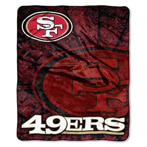 NFL San Francisco 49ers Raschel Plush Throw Blanket, Roll Out Design