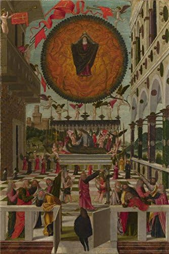 Oil painting 'Gerolamo da Vicenza - The Dormition and Assumption of the Virgin,1488' printing on Linen Canvas , 18x27 inch / 46x68 cm ,the best Kitchen decoration and Home decor and Gifts is this High quality Art Decorative Canvas Prints