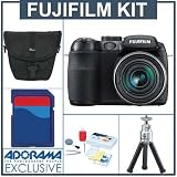 Fujifilm FinePix S1000FD Digital Camera Kit, Black with 2 GB SD Memory Card, Lowepro Holster-style Bag, Table Top Tripod, Professional Lens Cleaning Kit