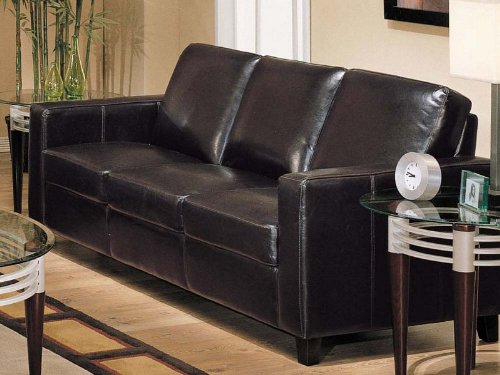 Sofa Couch Contemporary Style Espresso Bycast Leather