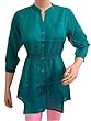 Peasant Fitted Shirt Teal Blue Blouses