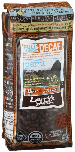 Larrys Beans Fair Trade Organic Coffee, Decaf Peru, Whole Bean, 12-Ounce Bags (Pack of 3)