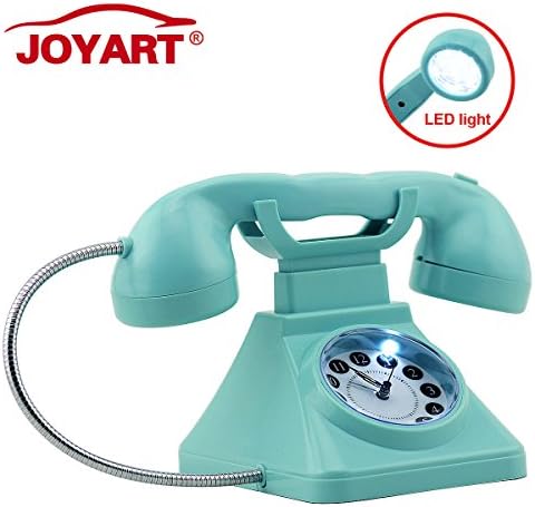 Joyart® Antique Antique Phone Alarm Clock with Flexible Cord LED Desk Lamp and Antique Ringer Sound Effect Battery or Wall Outlet Power for Kids