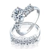 51yFsKq3RlL. SL160  Bling Jewelry 925 Sterling Silver Round CZ Engagement Wedding Ring Set   Size 5