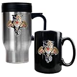 Florida Panthers NHL Stainless Steel Travel Mug & Black Ceramic Mug Set - Primary Logo