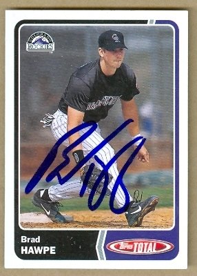 Brad Hawpe Autographed/Hand Signed MLB Baseball Card (Colorado Rockies) 2003 Topps Total #492