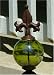 Rustic Iron Fleur de Lis Obelisk with Green Glass Gazing Globe