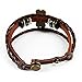 November's Chopin (TM) Unique Metal Button Ring Braided Leather Adjustable Wrap Bracelet