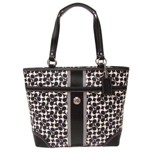 COACH Chelsea Black Heritage Stripe Tote Bag 15137