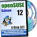 OpenSUSE 12.1 Linux, 4-disks DVD Installation and Reference Set