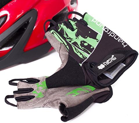 Fingerless Bike Gloves for Long Road Rides with Any Bicycle, for Adults, Men and Women, Colors: Black, Red, Blue, Green, Good for Cycling, Driving, Etc. By Handround (tm) (Green, Medium)
